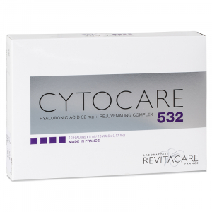 CYTOCARE est une gamme d'implant résorbable composé d'acide hyaluronique + Complexe rajeunissant, injectable par micro-injections dans le derme superficiel du visage