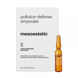 Mesoestetic Pollution Defense Ampoules (10 x 2ml)- Solution antioxydante et antipollution. Protège efficacement contre les agressions quotidiennes urbaines responsables du vieillissement prématuré. Sa formule concentrée permet de bloquer les processus d'o