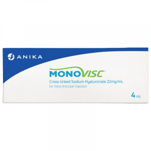 Monovisc est un viscosupplément à injection unique adapté au traitement des douleurs articulaires dues à l'arthrose. En cas d'arthrose, la quantité d'hyaluronane naturel est réduite et la qualité peut être inférieure à la normale, ce qui provoque une irri